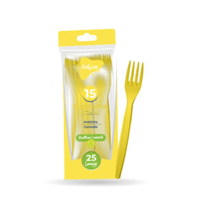 FORCHETTA RIUTILIZ 15PZ GIALLO
