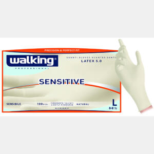 100 Guanti lattice Sensitive Walking con polvere monouso bianchi - XL